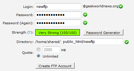 Add FTP Account